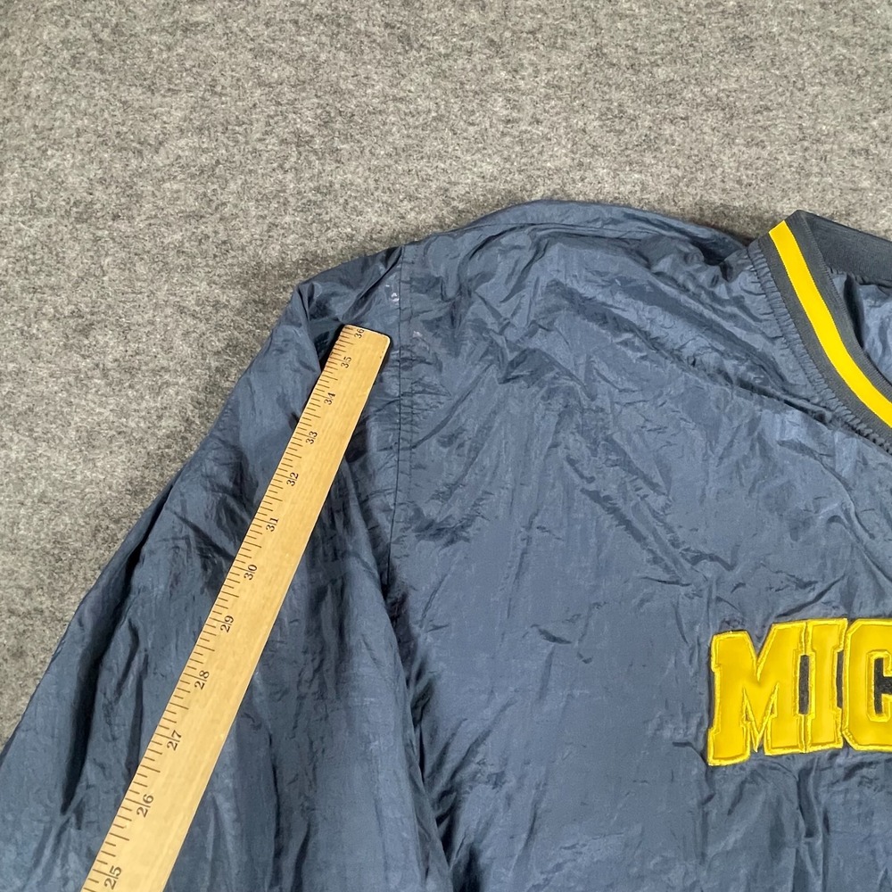 VTG Michigan Wolverines Jacket Mens XL Blue Pullover Windbreaker Football 90s - Picture 6 of 15